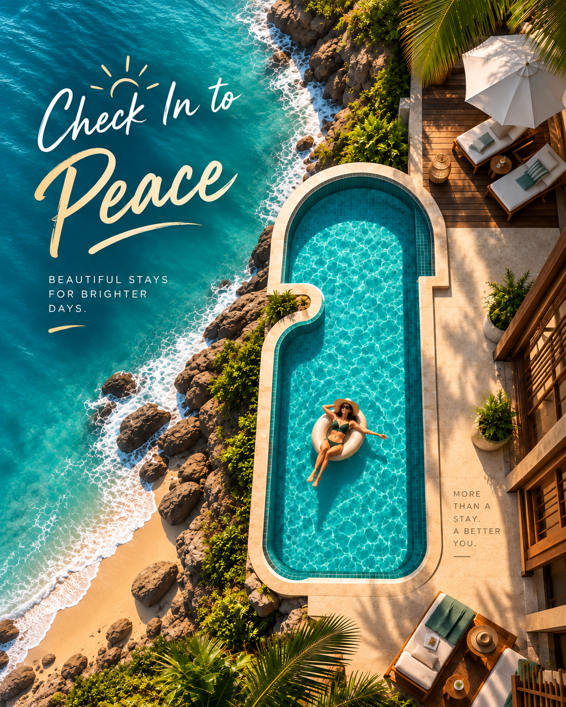 Creative travel advertisement for hotel booking