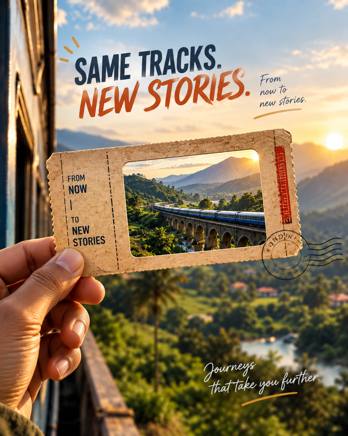 Creative travel advertisement for train booking